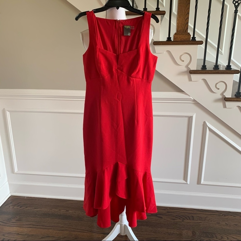 NWOT TAYLOR Red Hi Lo dress Size 2